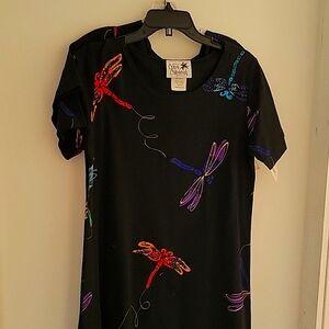 2  maxi dresses vintage Copa Cabana black with butterflies